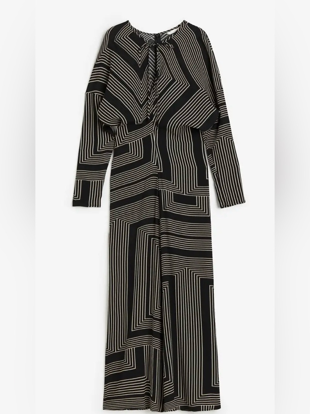 Womens black patterned tapered- waist dress